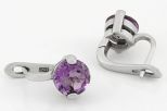 Серьги из серебра с аметистом круг 8 мм 59363