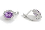 Серьги из серебра с аметистом и фианитами овал 6х8 мм 59423