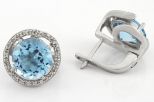 Серьги из серебра с топазом и фианитами круг 10 мм 59519