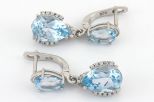 Серьги из серебра с топазом и фианитами капля 8х10 мм капля 6х9 мм 59525