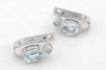 Серьги из серебра с топазом и фианитами овал 5х7 мм 59537