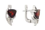 Серьги из серебра с гранатом и фианитами хастл треугольник 9х9х9 мм 59713