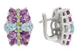 Серьги из серебра с самоцветами 8 капель 4х6 мм 6 кругов 2 мм слияние 59753