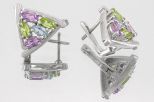 Серьги из серебра с самоцветами 5 камней палитра 59757