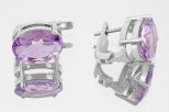 Серьги из серебра с аметистом мабэ овал 10х14 мм 59782