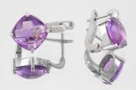 Серьги из серебра с аметистом квадрат 12х12 мм риана 59783