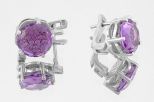 Серьги из серебра с аметистом круг 11 мм серенада 59788