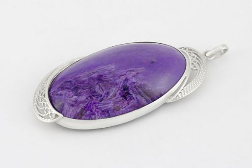 Серебряный кулон с чароитом 59902 купить в магазине Самоцветы мира
