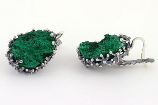 Серьги из серебра с Малахитом.