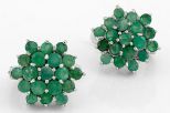 Серьги из серебра с изумрудом 18 кругов 3 мм 60237