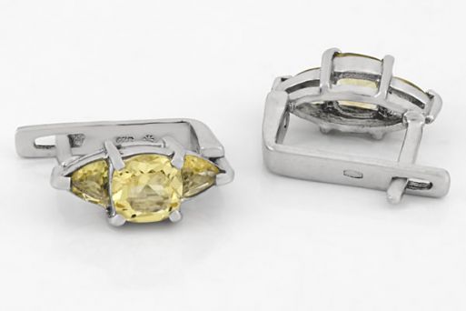Серебряные серьги с цитрином 60355 купить в магазине Самоцветы мира