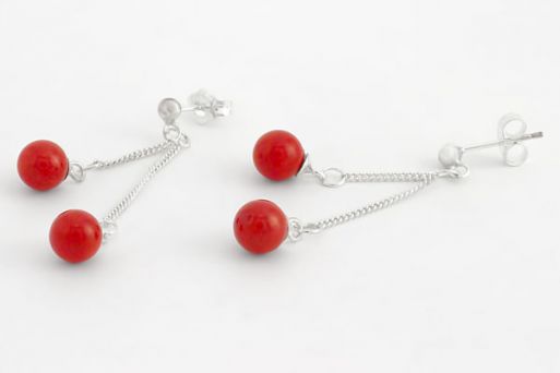 Серьги из серебра с Кораллом