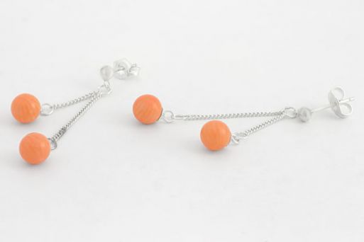 Серьги из серебра с Кораллом.