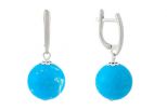 Серьги из серебра с бирюзой шар 16 мм 60576