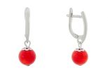 Серьги из серебра с кораллом красным шар 10 мм 60593