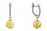 Серьги из серебра с цитрином шар 10 мм 60617
