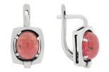 Серьги из серебра с родохрозитом овал 8х10 мм ящик 60758
