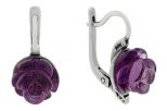 Серьги из серебра с аметистом чаша роза 11 мм 60761
