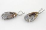 Серьги из мельхиора с агатом жеоды капля 21х35 мм 60832