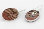 Серьги из мельхиора с яшмой овал 18х23 мм 60850