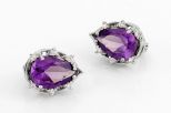 Серьги из серебра с александритом и фианитами капля 8х12 мм 60908