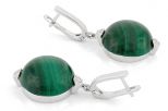 Серьги из серебра с малахитом и фианитами круг 19 мм 61096