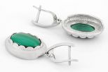 Серьги из серебра с малахитом овал 14х18 мм 61100