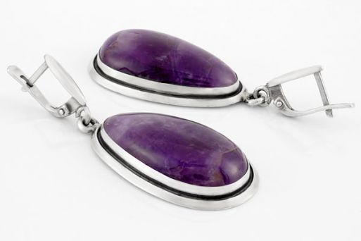 Серебряные серьги с аметистом 61372 купить в магазине Самоцветы мира