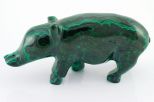 Фигурка из малахита свинья 20х35х70 мм 61430
