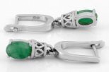 Серьги из серебра с изумрудом овал 5х7 мм 61629