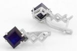Серьги из серебра с сапфиром квадрат 8х8 мм 61652