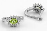 Серьги из серебра с хризолитом и фианитами овал 4х5 мм 61738