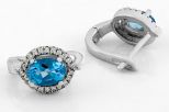Серьги из серебра с топазом и фианитами овал 5х7 мм 61754