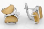 Серьги из серебра с улекситом рыжим 2 овала 6х12мм 62190