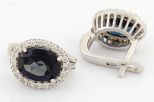 Серьги из серебра с лондон топазом и фианитами овал 6х8 мм 62702