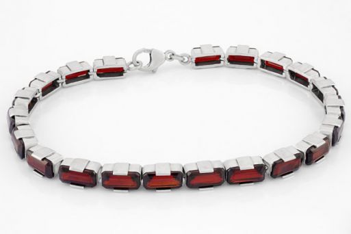 Серебряный браслет с гранатом 63067 купить в магазине Самоцветы мира