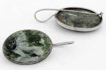 Серьги из мельхиора с клинохлором овал 20х30 мм 63295