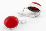 Серьги из серебра с кораллом красным овал 10х12 мм 63321