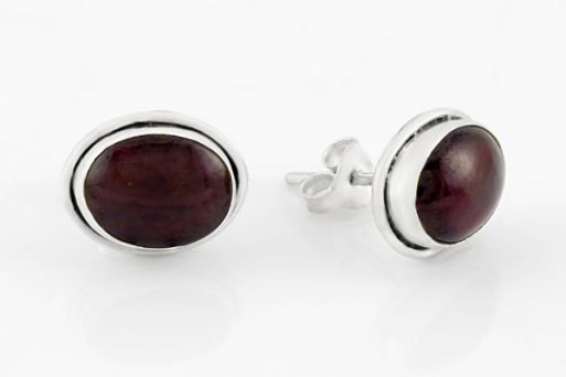 Серебряные серьги с гранатом 63363 купить в магазине Самоцветы мира