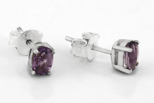 Серебряные серьги с аметистом 63428 купить в магазине Самоцветы мира