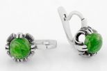 Серьги из серебра с хромдиопсидом круг 8 мм 63454
