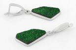 Серьги из мельхиора с уваровитом фантазийные 15х22 мм 63489