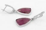 Серьги из мельхиора с турмалином парус 15х20 мм 63500