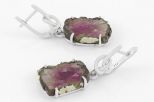 Серьги из мельхиора с турмалином фантазийные 15х20 мм 63506