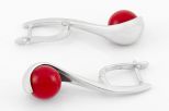Серьги из серебра с кораллом красным шар 10 мм 63665