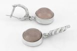 Серьги из серебра с розовым кварцем круг 12 мм 63666