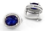 Серьги из серебра с сапфиром овал 8х10 мм 28 кругов 1 мм 63815