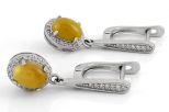 Серьги из серебра с опалом жёлтым и фианитами овал 6х8 мм 63833