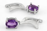 Серьги из серебра с аметистом и фианитами овал 7х9 мм 63890