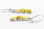 Серьги из мельхиора с янтарём вика 3 круга 5 мм 63940
